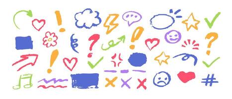 Diverse collection of hand-drawn doodles for creative design and emphasis vector