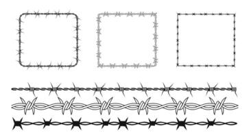 Wire and barbed frame. various square and line configurations for security and defense vector