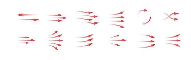 Arrows show flow and direction in various styles and shapes indicating motion and movement vector