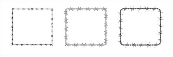 Barbed wire square borders with sharp twisted design show security and restriction concept vector
