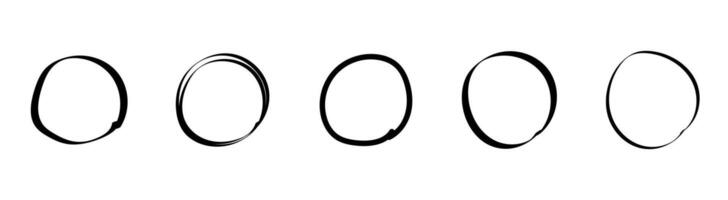 Circular hand drawn checkbox icons with unique minimalist and sketchy styles for ui design vector