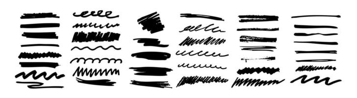 Creative hand drawn lines in black for annotation doodles and decorative elements vector