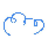Mosaic pixel cloud icon with retro pixelated design in blue tones and simple style vector