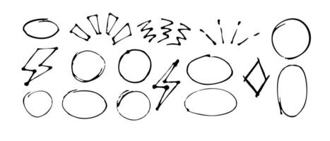Hand drawn doodle collection with circles lines arrows and fun shapes vector