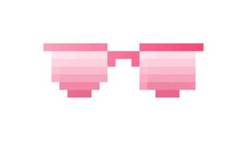 Mosaic pixel art pink glasses with retro 8 bit style and playful design elements vector