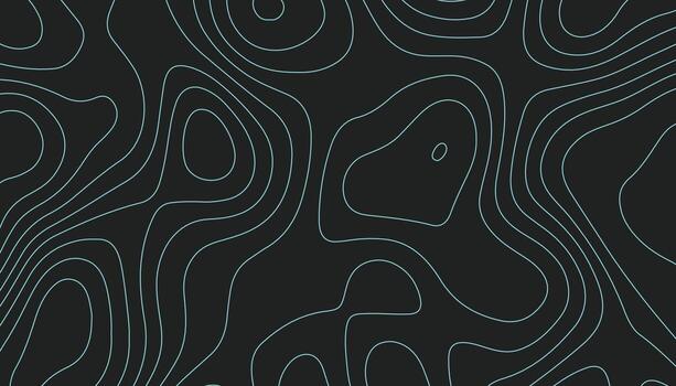 Dark Abstract Topographic Map Background with Thin Blue Lines vector