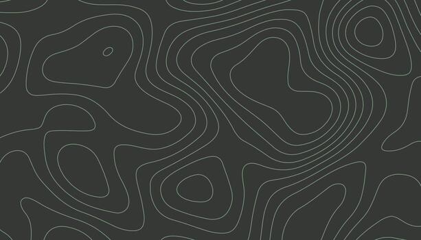 Dark Topographic Map Background with Subtle Green Contour Lines vector