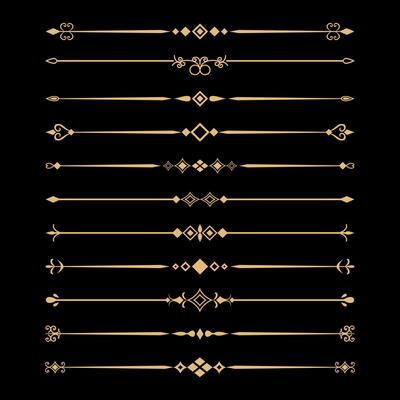 golden decorative dividers and ornamental lines