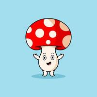 cute cartoon mushroom character smiling vector