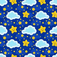cute stars and clouds seamless pattern vector