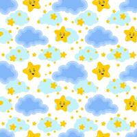 cute stars and clouds seamless pattern design vector