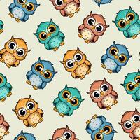 cute colorful owls seamless pattern design vector