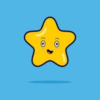 star cartoon character with happy face expression vector