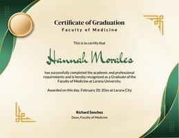 green gold elegant graduation certificate template