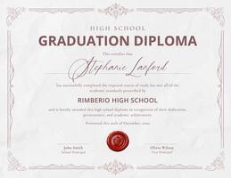 High School Graduation Diploma Certificate template