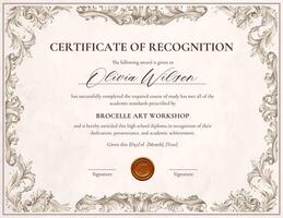 VIntage Certificate of Recognition template