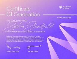 Gradient Purple High School Graduation Certificate Template