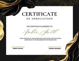 Black and Gold Participation Certificate template