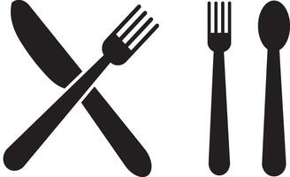 spoon and fork icon illustration. Flat Empty spoon.Menu button , vector