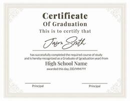 High School Fresh Graduates Certificate template
