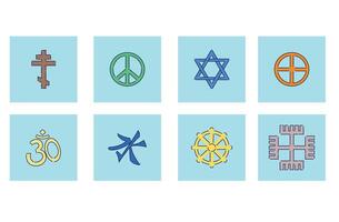 A Variety of Eclectic Religious Symbols that Represent Different Spiritual Beliefs and Practices vector