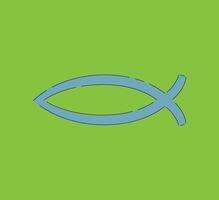 A Stylized Fish Symbol Against a Bright Green Background Creating a Striking Visual vector