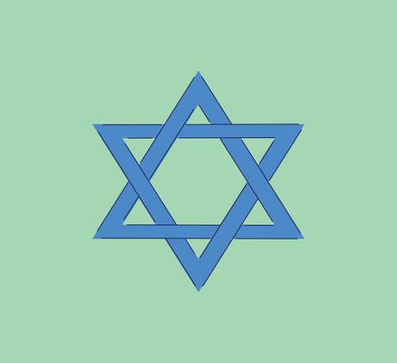 A beautifully designed Star of David symbol displayed prominently on a vibrant green background