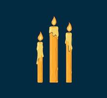Three lit candles elegantly arranged on a dark background create a soothing ambiance vector