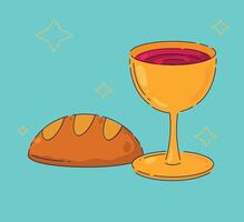 goblet and bread illustration vector