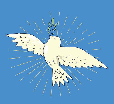A Beautiful White Dove Holding an Olive Branch, Representing Symbols of Peace and Hope
