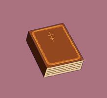 An illustration displaying a beautifully crafted Brown Book featuring a Cross Design on it vector
