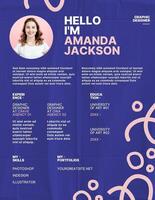 Blue and Pink Graphic Designer Resume Template