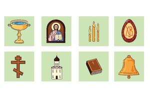 Collection of religious symbols and icons vector
