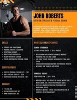 Black and Orange Gym Coach Resume template
