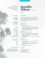 Minimalist Personal Trainer Resume template