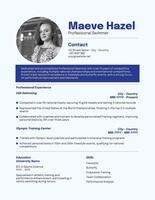 Swimmer Athlete Resume template