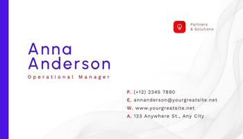 Purple White Operational Manager Business Card template