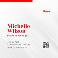 Red White Business Manager Square Business Card template