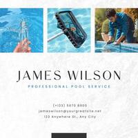 Blue White Pool Cleaner Business Card template