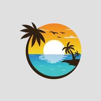 Summer beach design image with palm trees and sun on background illustration vector