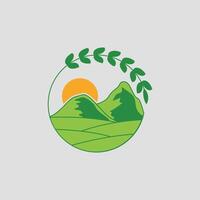 Mountain embrace line art logo and scenery graphic design icon template simple vector