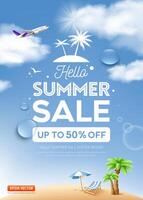 Summer sale poster with discounts vector