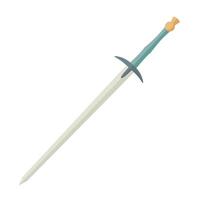 Longsword with elegant curved hilt. Medieval weapon. Flat style hand drawn illustration. vector