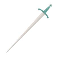 Thin medieval sword with a round pommel and simple crossguard. Flat style hand drawn illustration. vector
