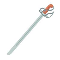 Basket hilted saber with a slightly curved blade. Flat style hand drawn illustration. vector