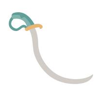 A curved sabre with a wide blade and protective knuckle guard. Flat style hand drawn illustration. vector