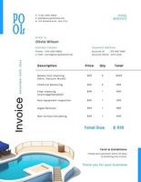 White Blue Pool Cleaner Service Invoice template