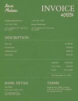 green and pink minimalist invoice template for business