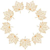 Autumn leaves circle frame. A circular frame made of bright orange maple leaves. Minimalist and clean flat design, perfect for autumn-themed compositions, greeting cards vector