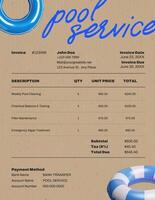 pool cleaning service invoice template design ideas